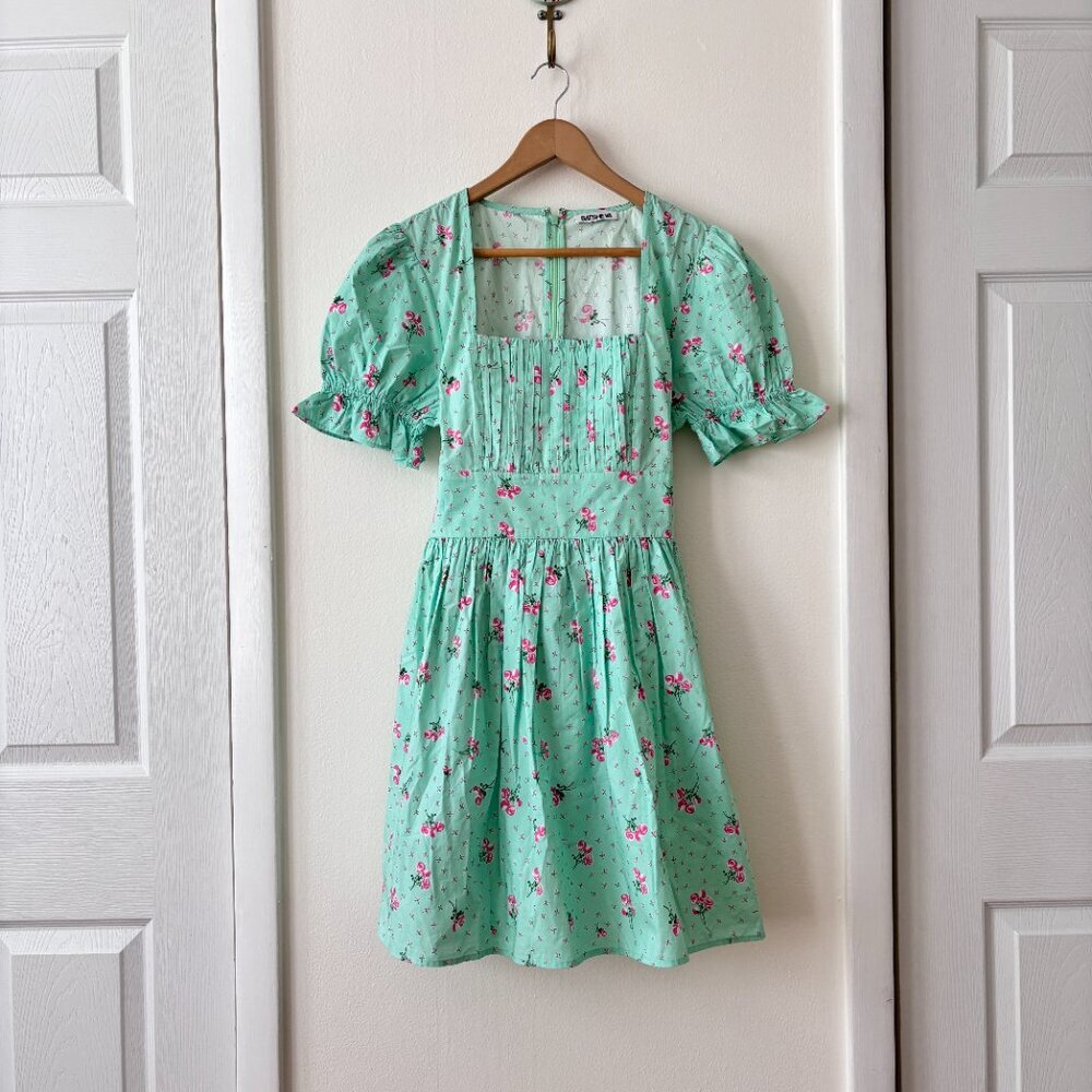 BATSHEVA Popham Pintucked Floral-Print Cotton-Poplin Mini Dress - Picture 7 of 13